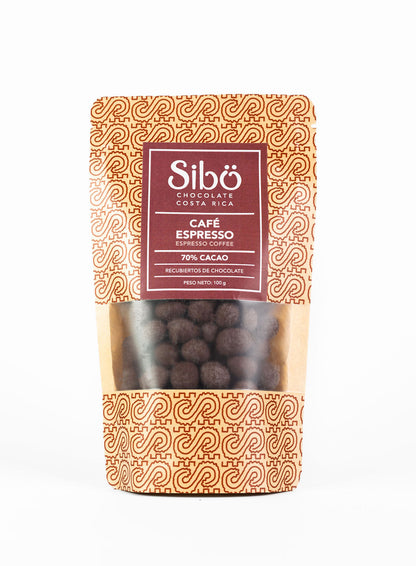 Granos de café en chocolate con leche