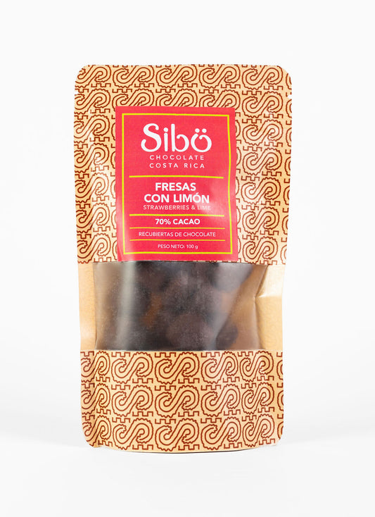 Fresas agrias en chocolate negro